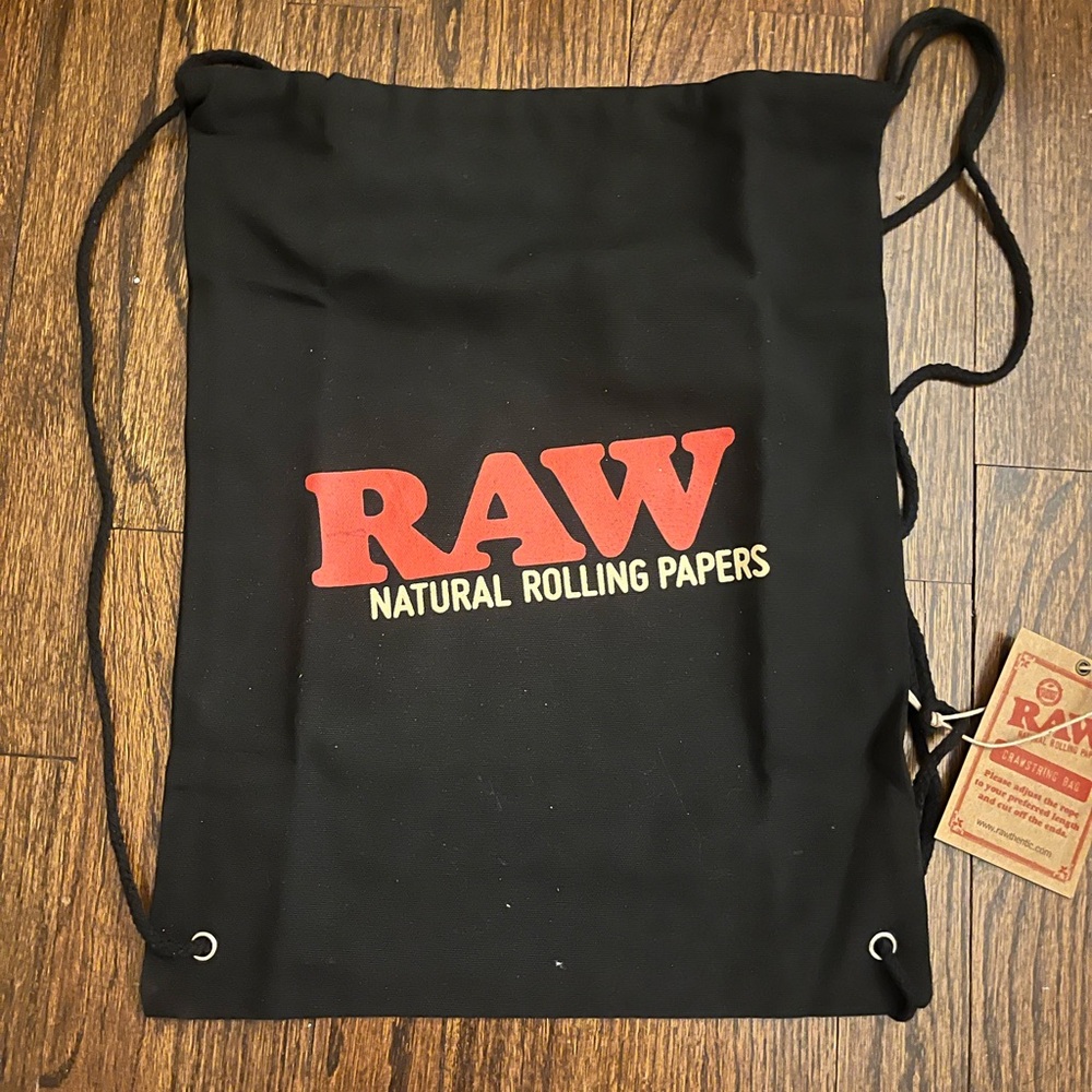 Black Raw Drawstring Bag